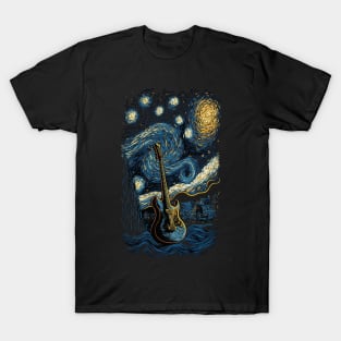 Starry Guitar Gifts Guitarist Rock Concert Festival Guitar T-Shirt
